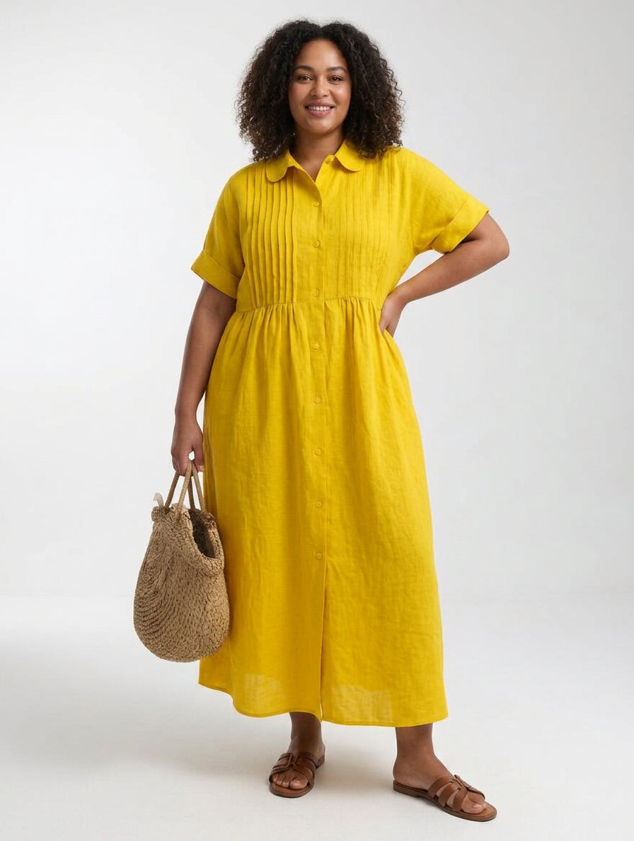 Lysandra™ - Flowing Summer Shirt Dress - Plus size model