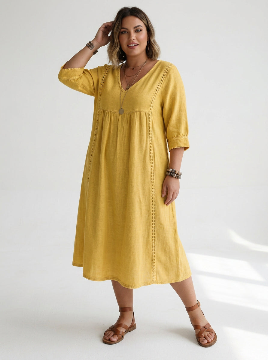 Lioréa™ — Elegant Casual Flowing Midi Dress - Plus size model
