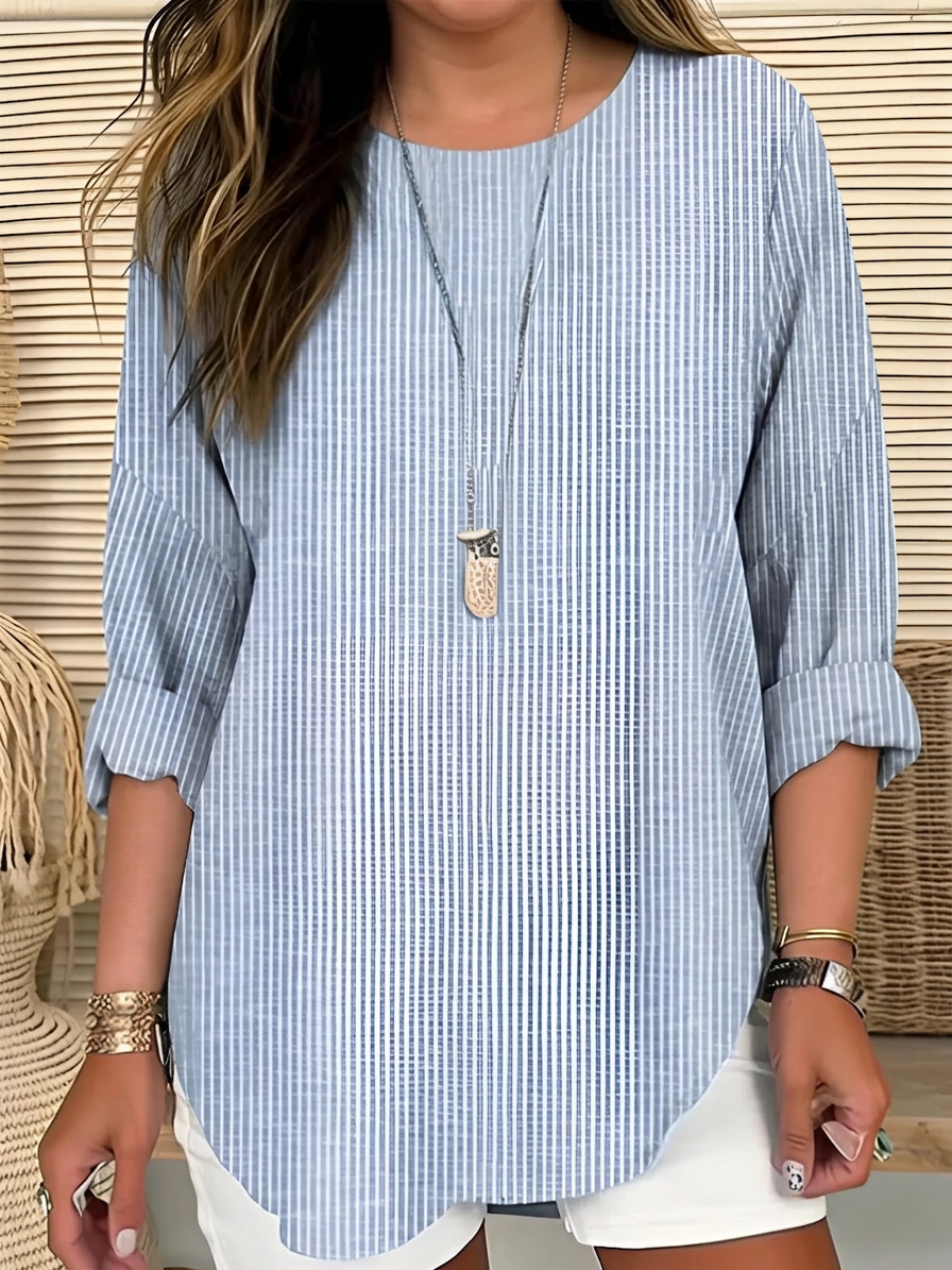 Cecilia™ | Trendy Striped Blouse - Plus size model