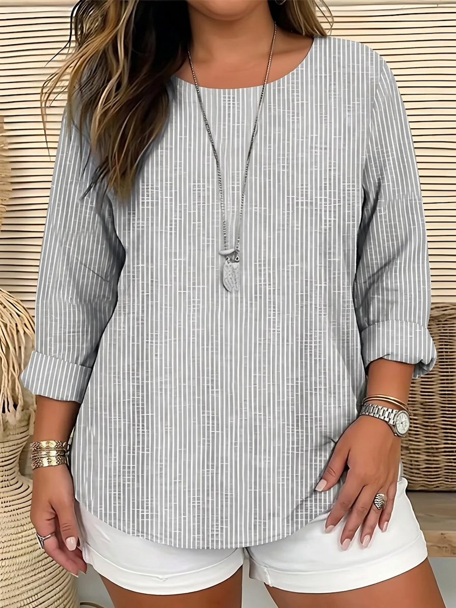 Aisling | Striped Blouse - Plus size model