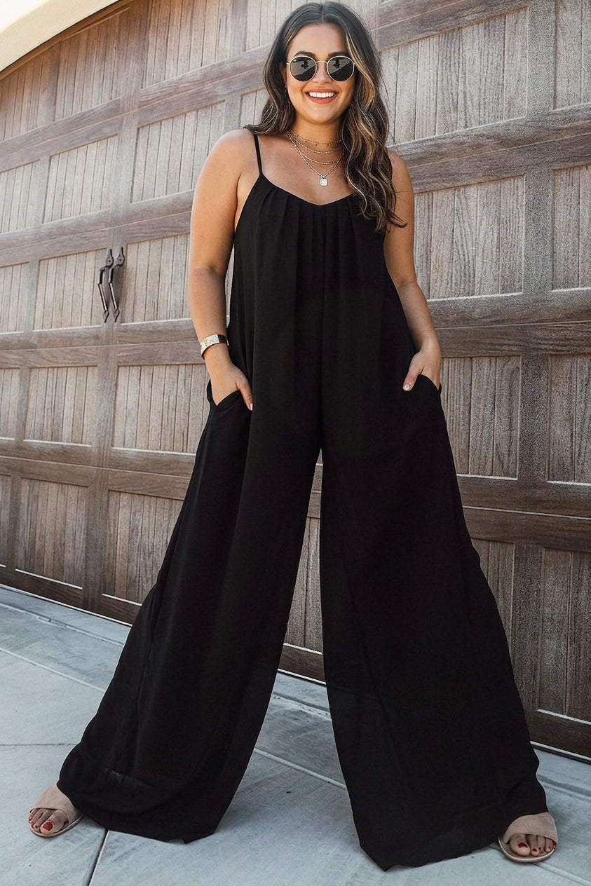 Lane - Classic Silhouette Pocketed Jumpsuit - Plus size model