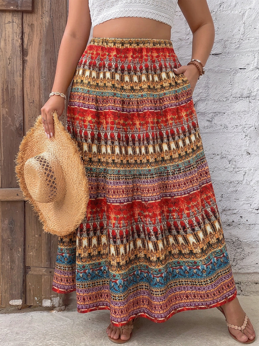 Eliana | Bohemian Ethnic Style Skirt - Plus size model
