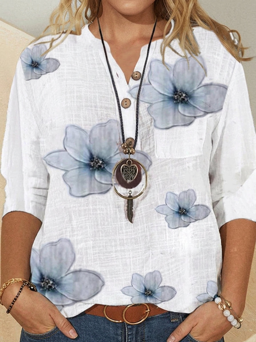 Zara | Floral Button Blouse - Plus size model