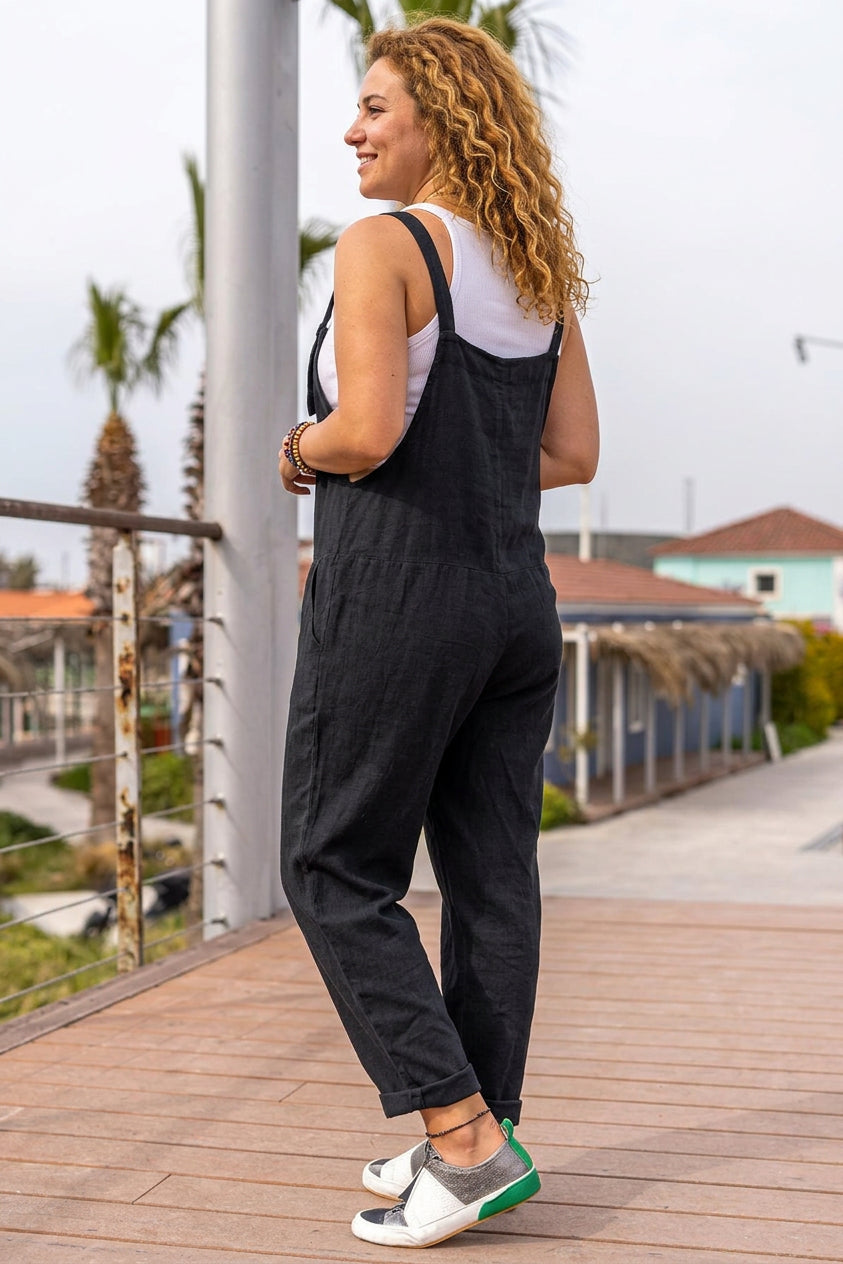 Lennon - Somewhere Sunny Pocketed Overall Jumpsuit - Plus size model