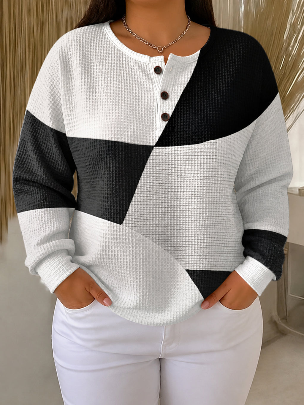 Crestine | Classic Comfort Sweater - Plus size model