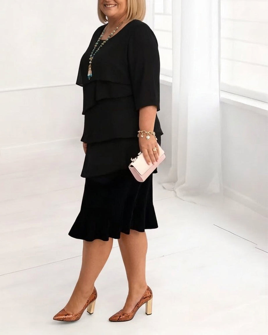 Patricia | Elegant Comfort Ruffle Dress - Plus size model