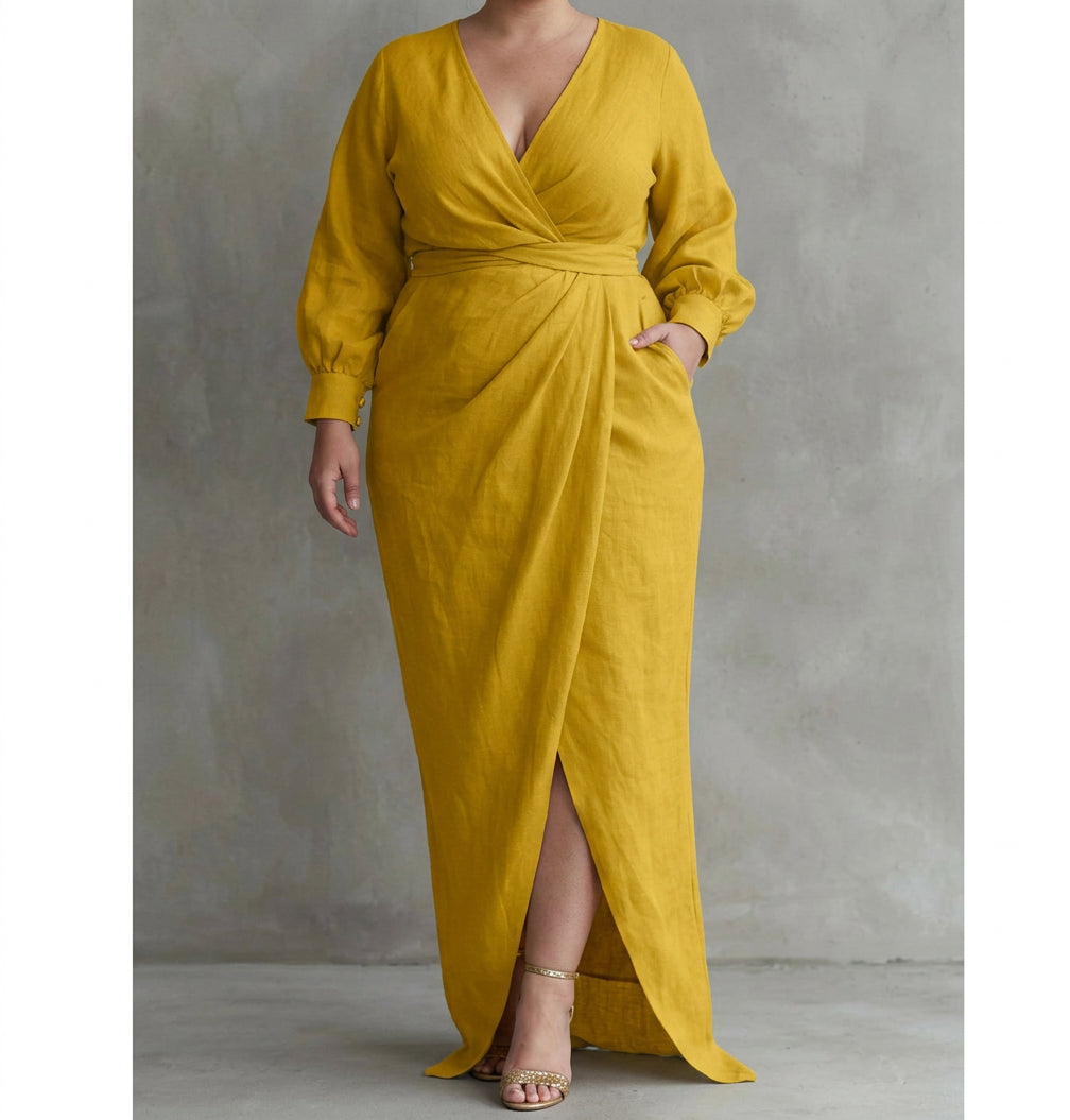 Valentina Waist-Cinching Dress: Elegant Feminine Silhouette - Plus size model