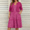 Alexa - Floral Dress Two-Piece Set - Plus size model