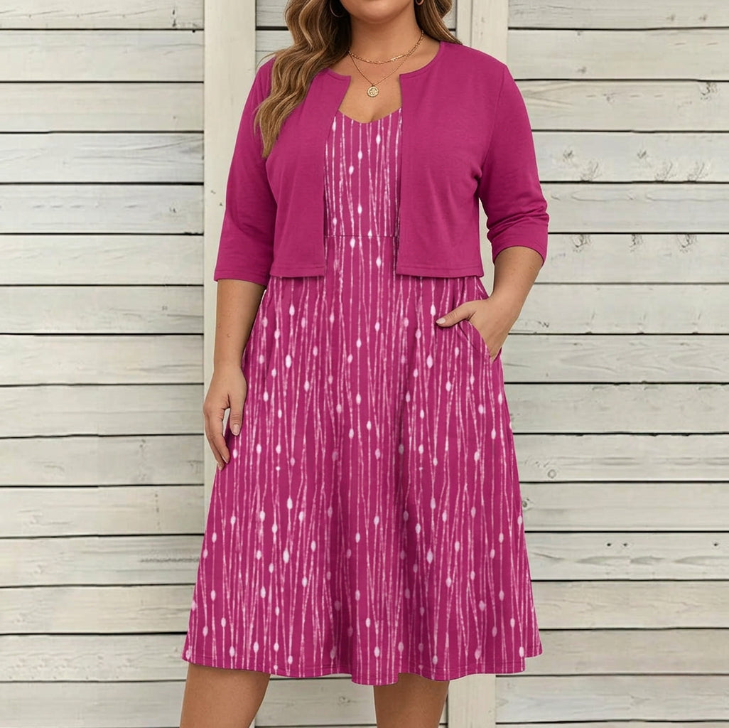 Alexa - Floral Dress Two-Piece Set - Plus size model