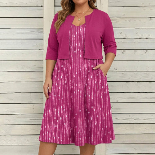 Alexa - Floral Dress Two-Piece Set - Plus size model