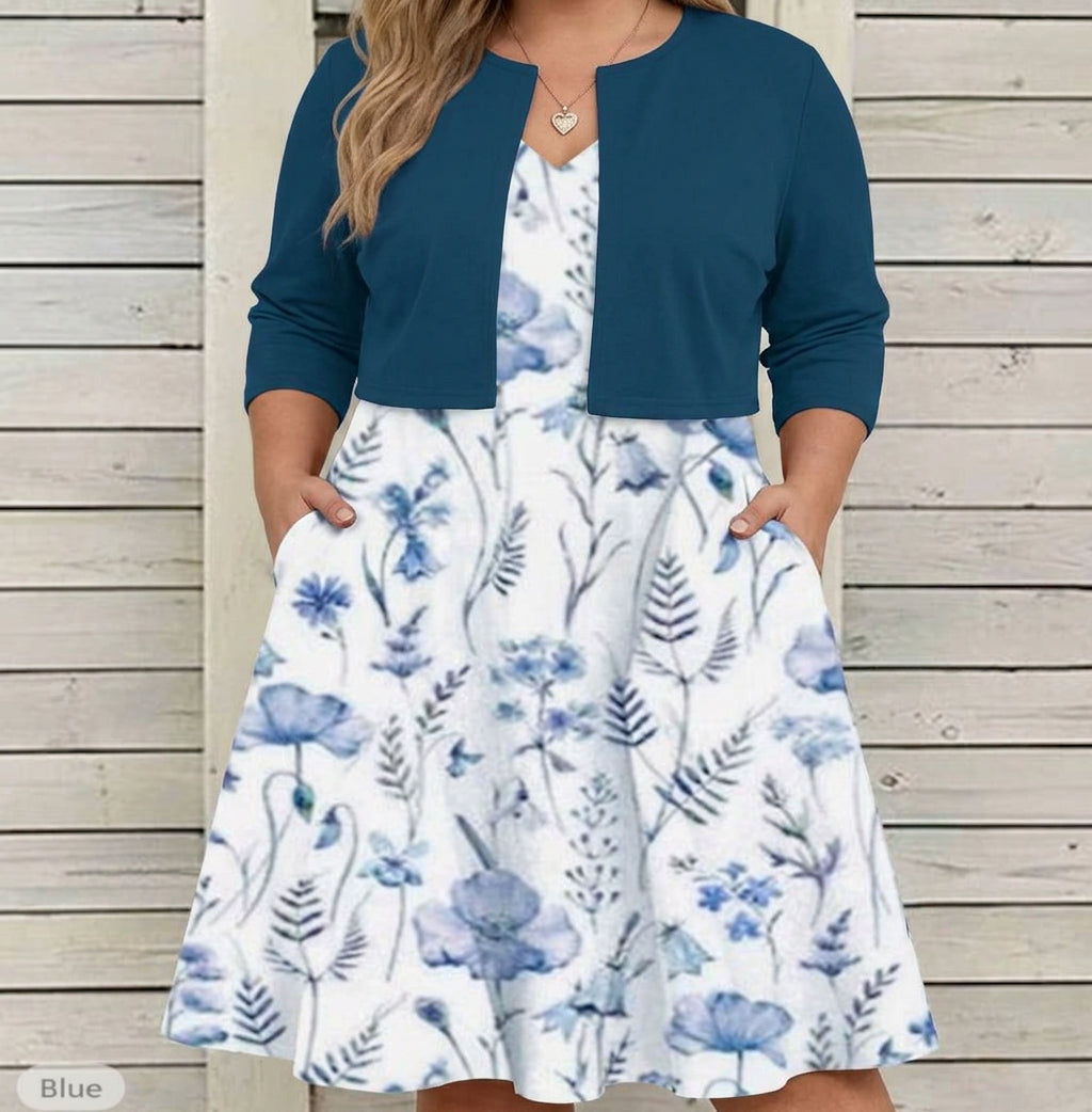 Daisy -Female Floral Dress Suit - Plus size model