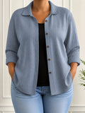 Sharon | Relaxed Crinkled Button-Front Blouse - Plus size model