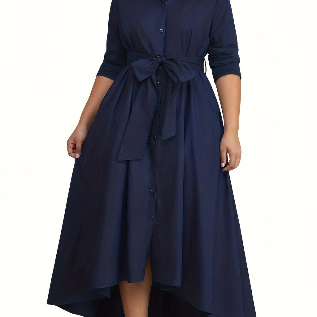 Marianne | Holiday Perfect Button-Front Maxi Dress - Plus size model
