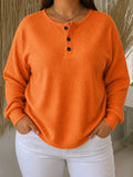 Mirabel | Cozy Waffle Henley Sweatshirt - Plus size model