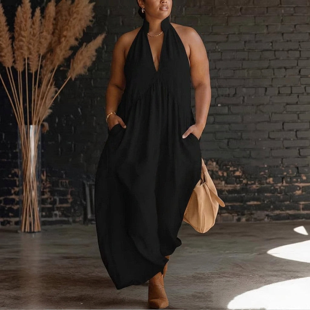 Juliette Mandarin-Collar Dress: Effortless Elegant Comfort - Plus size model