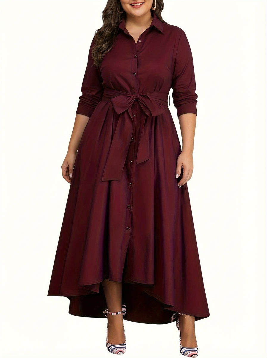 Marianne | Holiday Perfect Button-Front Maxi Dress - Plus size model