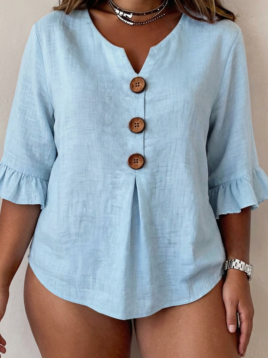 Isolde | Puff Sleeve Blouse - Plus size model