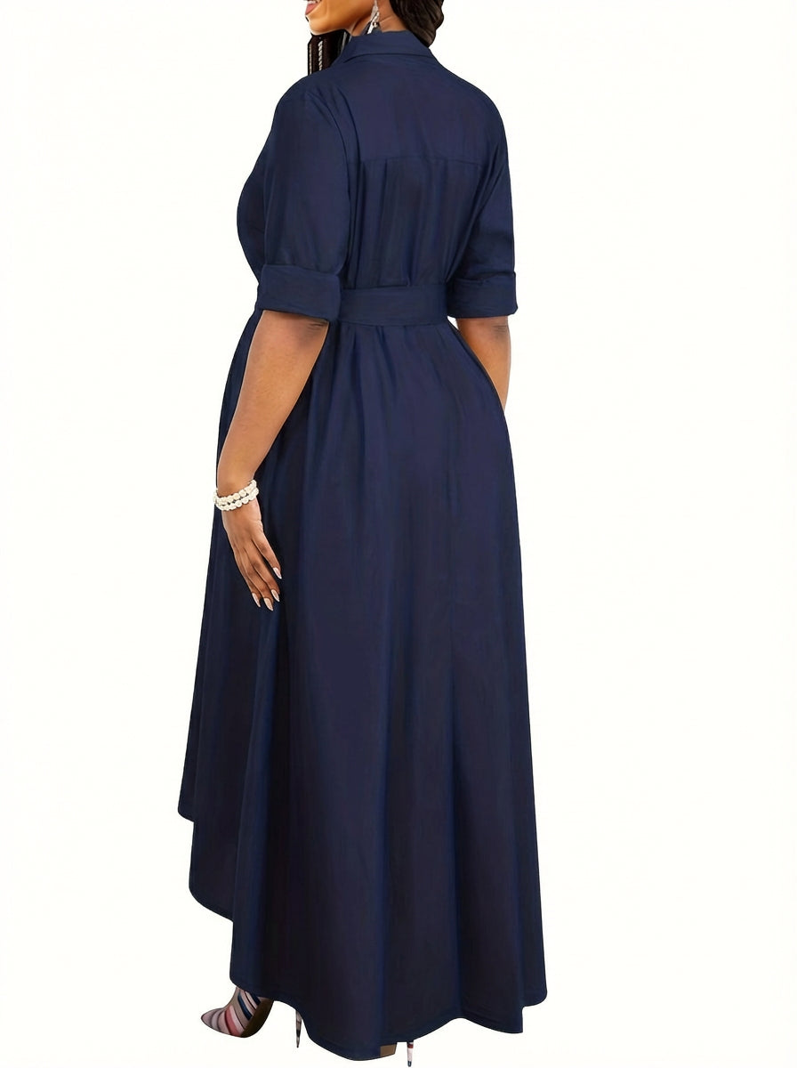 Marianne | Holiday Perfect Button-Front Maxi Dress - Plus size model