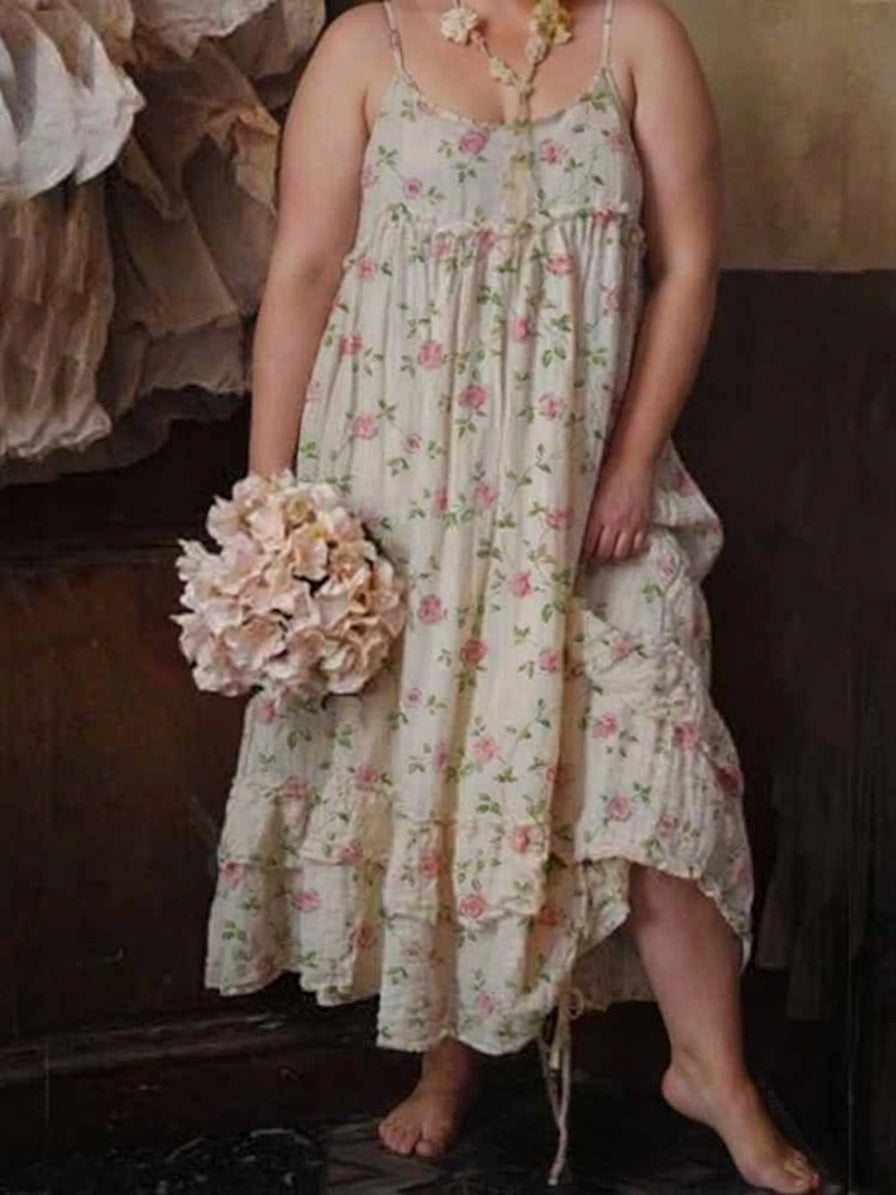 Barbara Flower Maxi Dress: Effortless Elegance - Plus size model