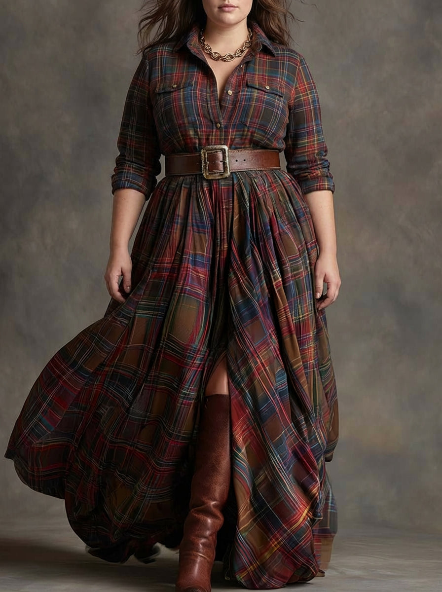 Mireline | Classic Button-Up Shirt Dress - Plus size model