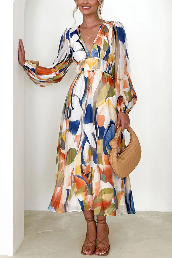 Sydney - Eclipse Season Printed Long Sleeve Flowy Maxi Dress