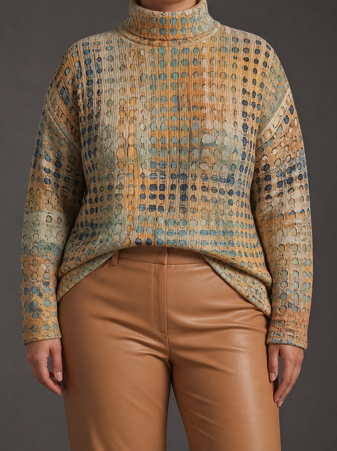 Bryndle | Autumn Grid Turtleneck - Plus size model