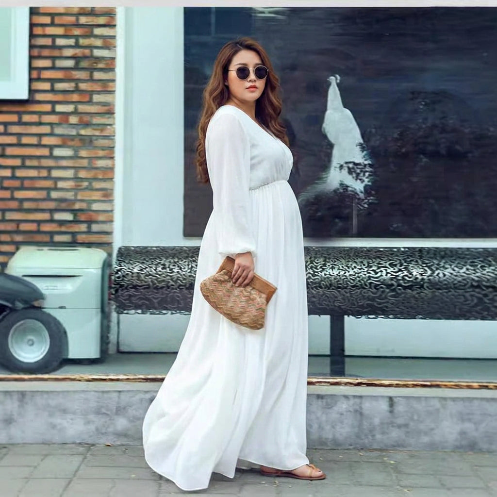 Aurora Chiffon Dress: Effortless Summer Elegance - Plus size model