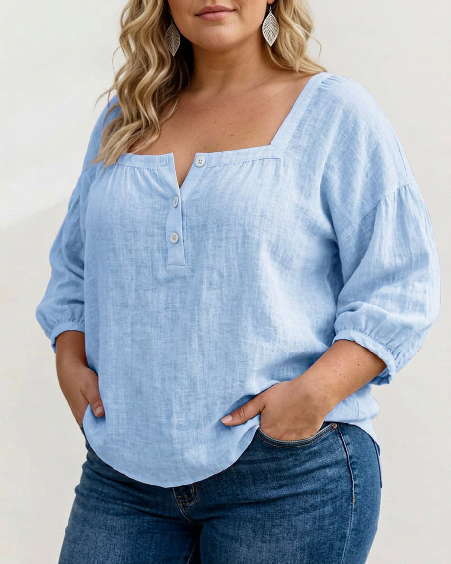 Nina | Puff Sleeve Blouse - Plus size model