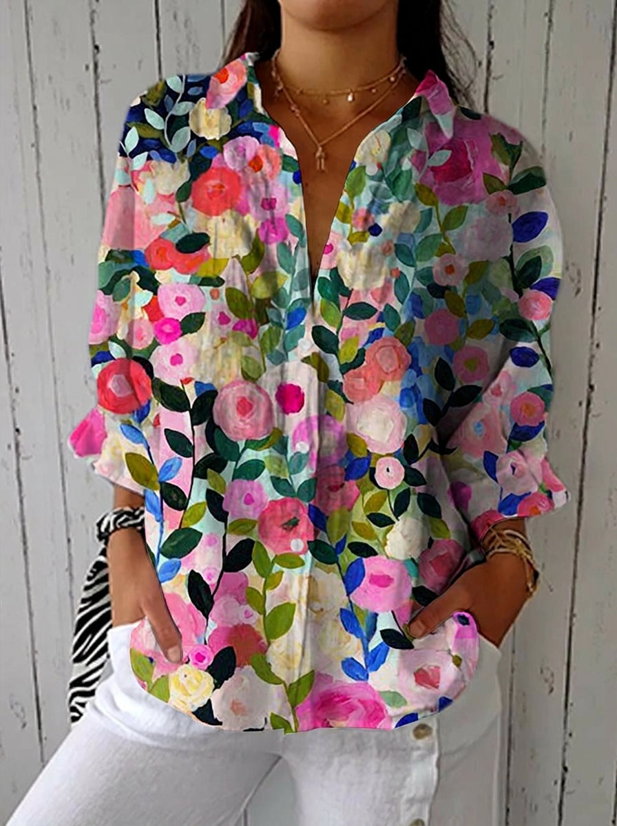 Frances – Floral Print Blouse - Plus size model