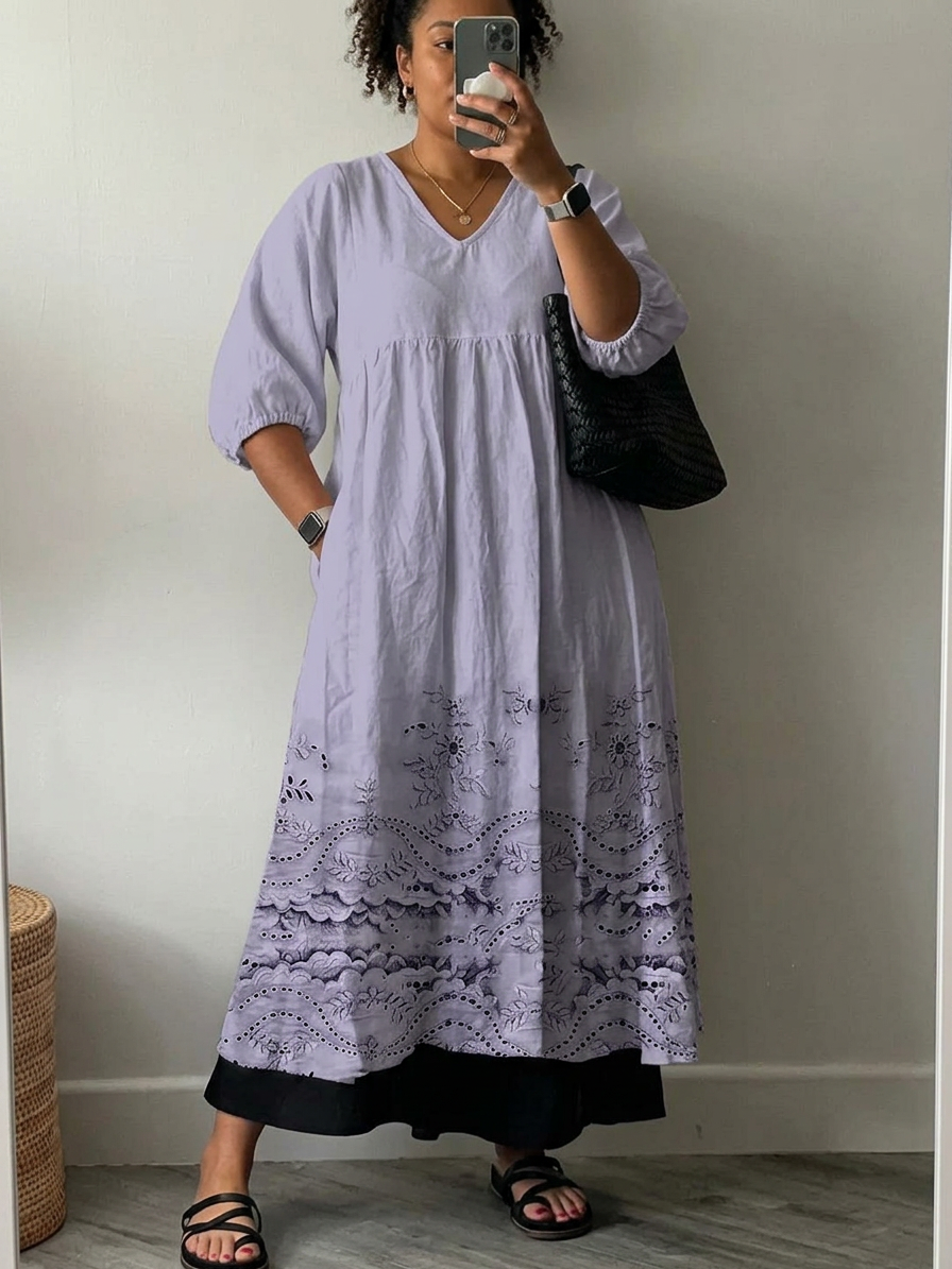 Kelsey Elegant Printed Dress - Plus size model