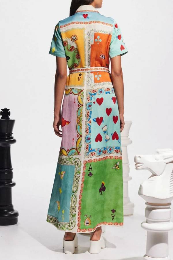 Courtney - Fashion Lapel Printed Shirt Dress