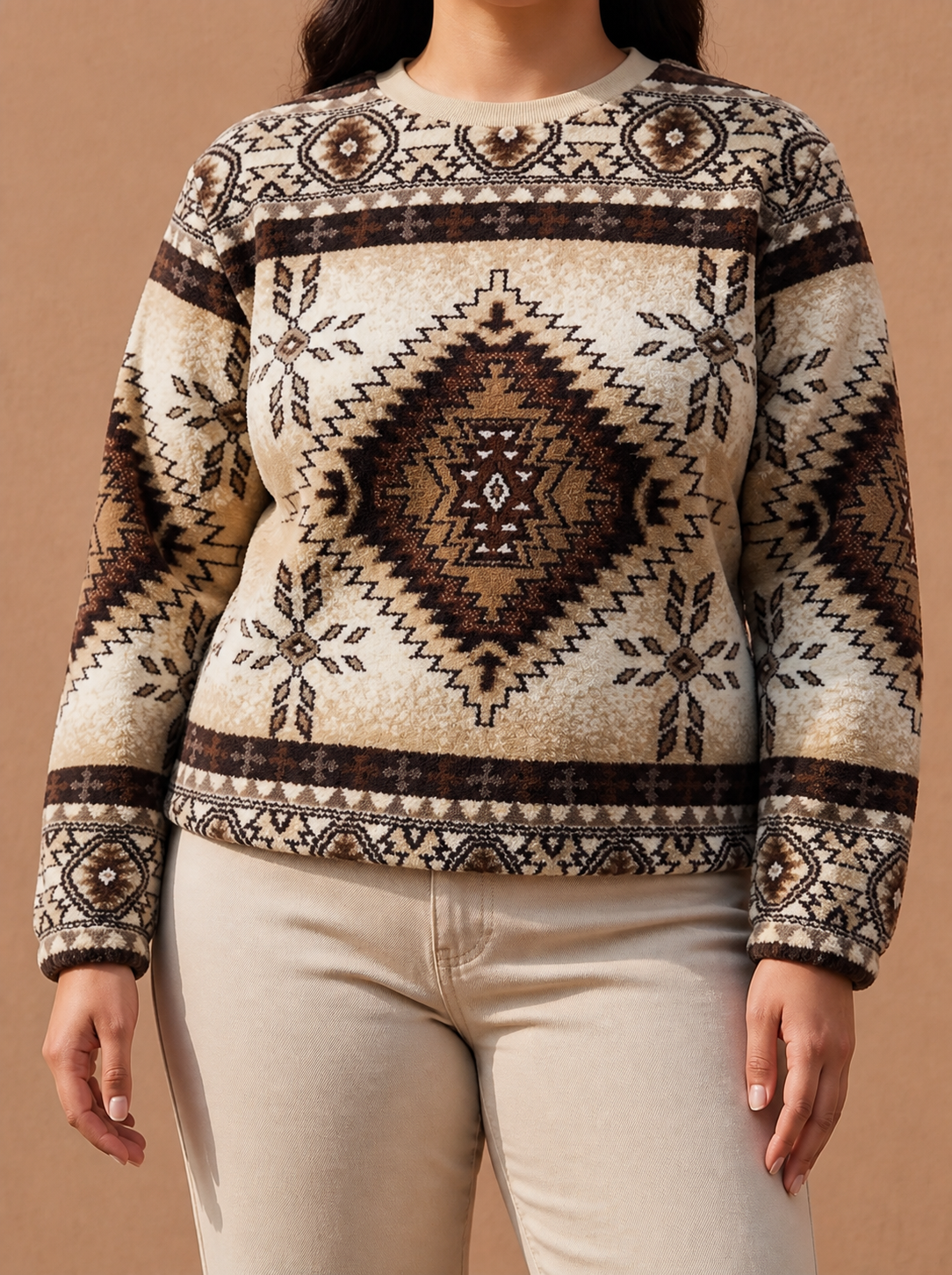Alterra™ | Aztec Jacquard Sweatshirt - Plus size model