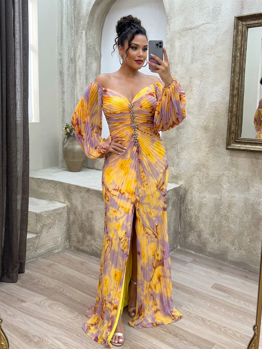 Gisselle - V Neck Maxi Dress - Plus size model