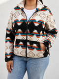 Cheyenne™ | Bold Aztec Sherpa Jacket - Plus size model