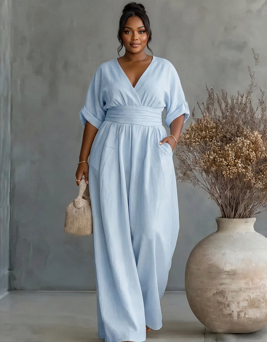 Elise – Elegant Fluid Jumpsuit - Plus size model