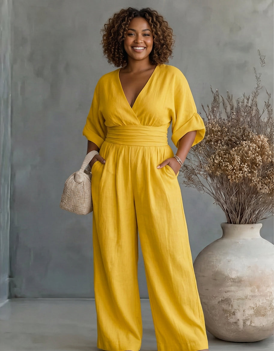 Elise – Elegant Fluid Jumpsuit - Plus size model