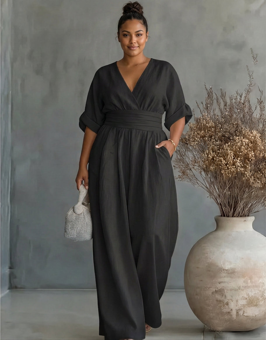 Elise – Elegant Fluid Jumpsuit - Plus size model