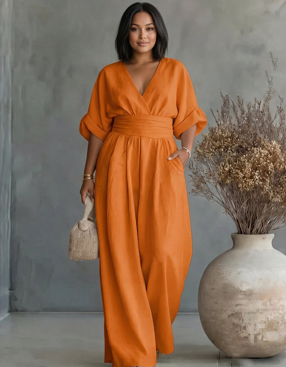 Elise – Elegant Fluid Jumpsuit - Plus size model