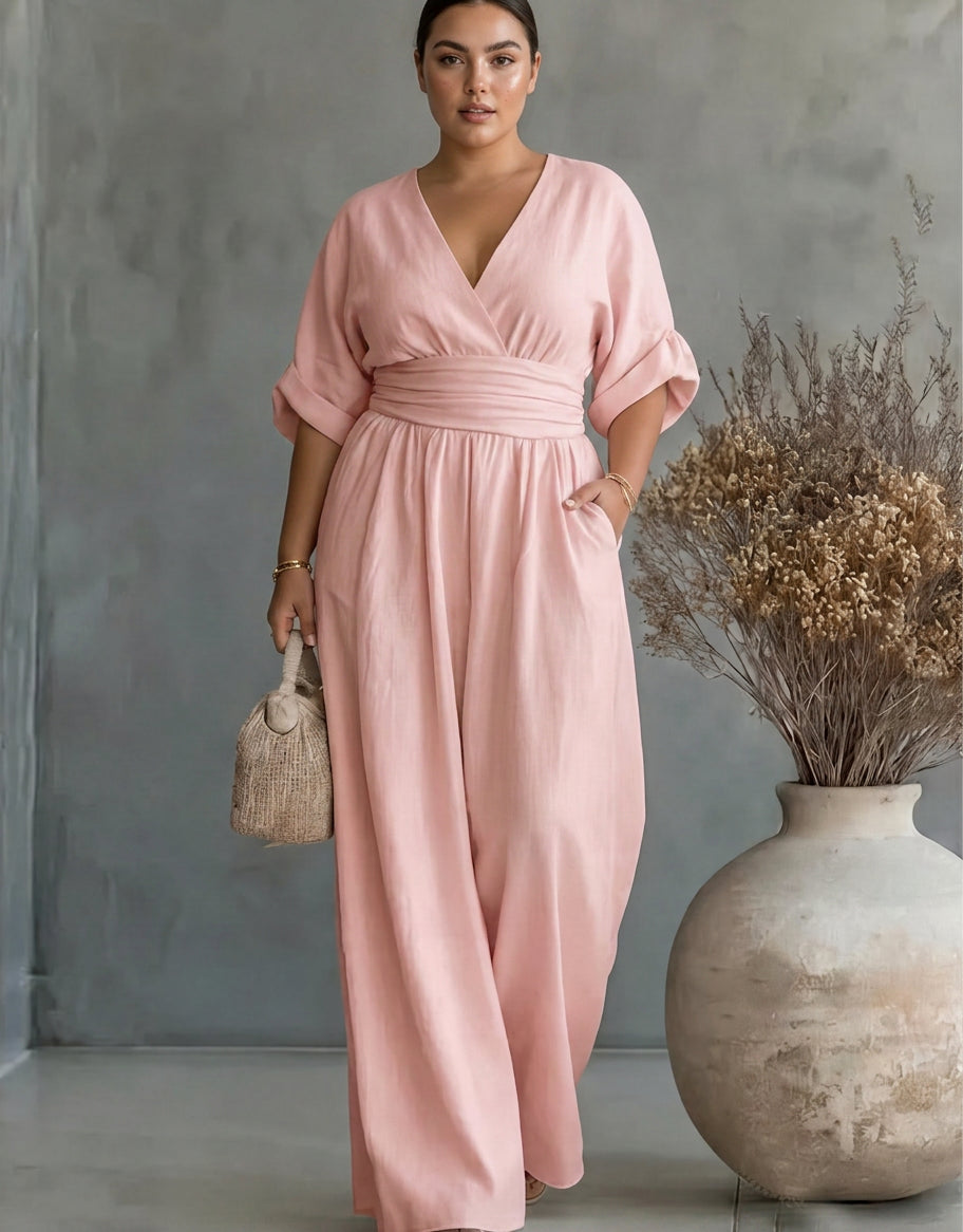 Elise – Elegant Fluid Jumpsuit - Plus size model