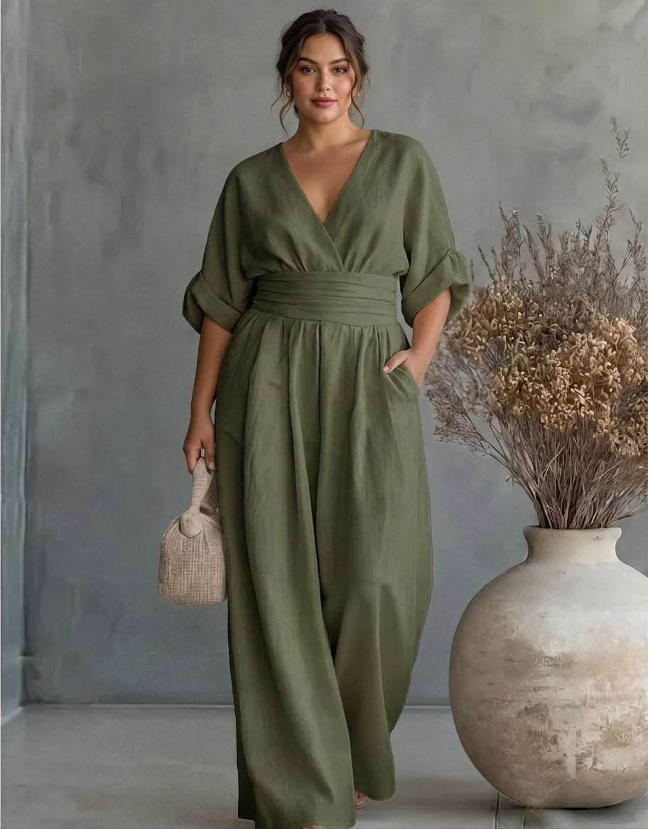 Elise – Elegant Fluid Jumpsuit - Plus size model