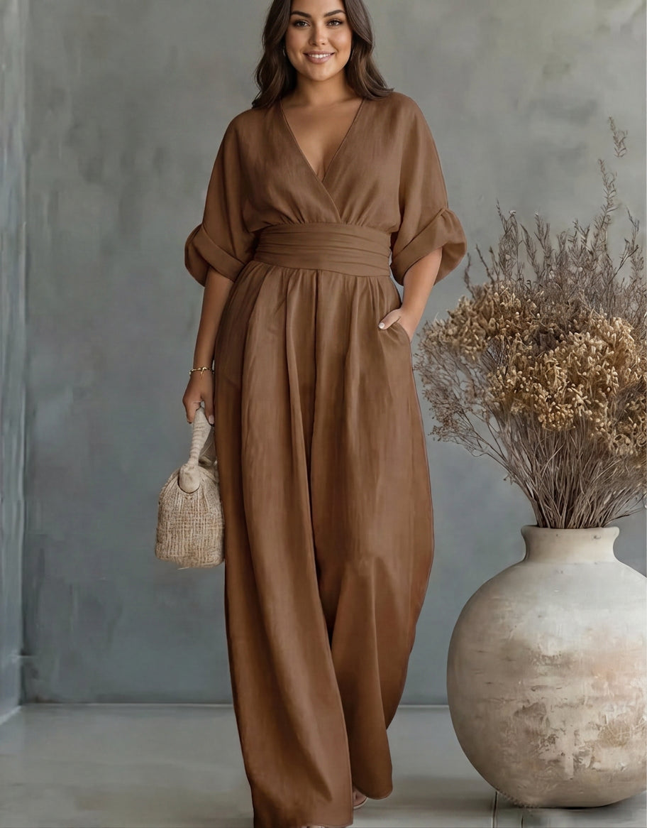 Elise – Elegant Fluid Jumpsuit - Plus size model
