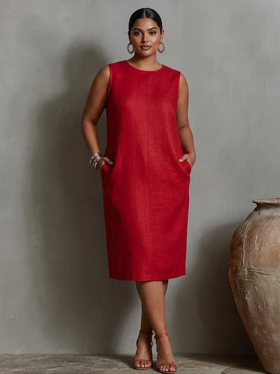 Maureen | Midi Dress with pockets - Plus size model