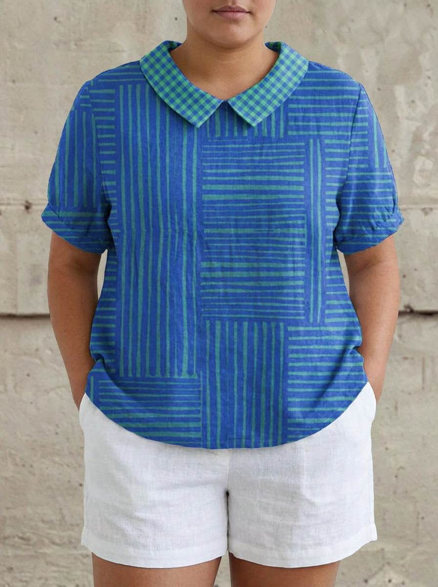 Maya | Striped Geometric Shirt - Plus size model