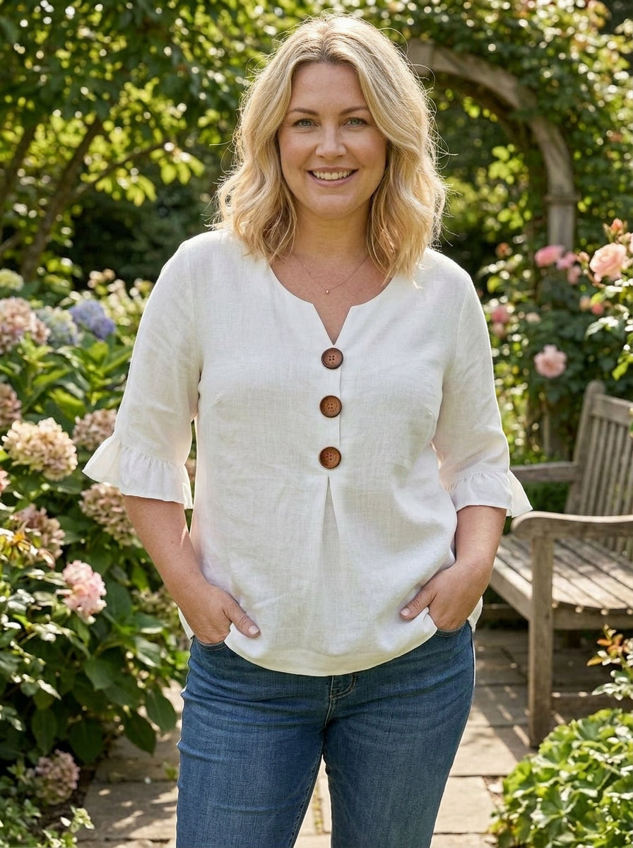Isolde | Puff Sleeve Blouse - Plus size model
