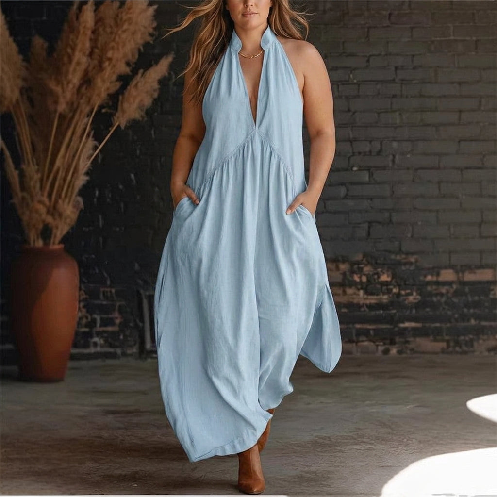 Juliette Mandarin-Collar Dress: Effortless Elegant Comfort - Plus size model