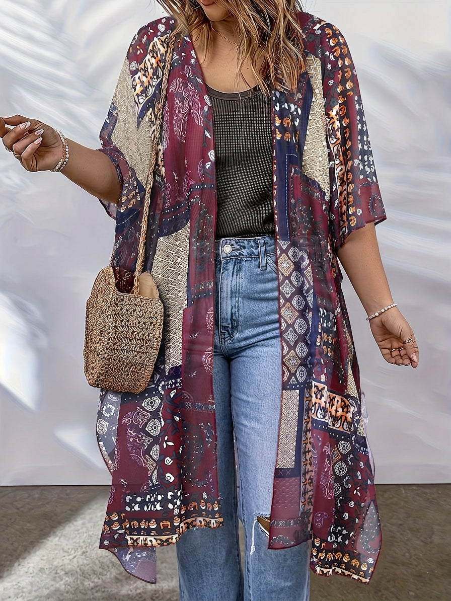 Audrey | Bohemian Long Cardigan - Plus size model
