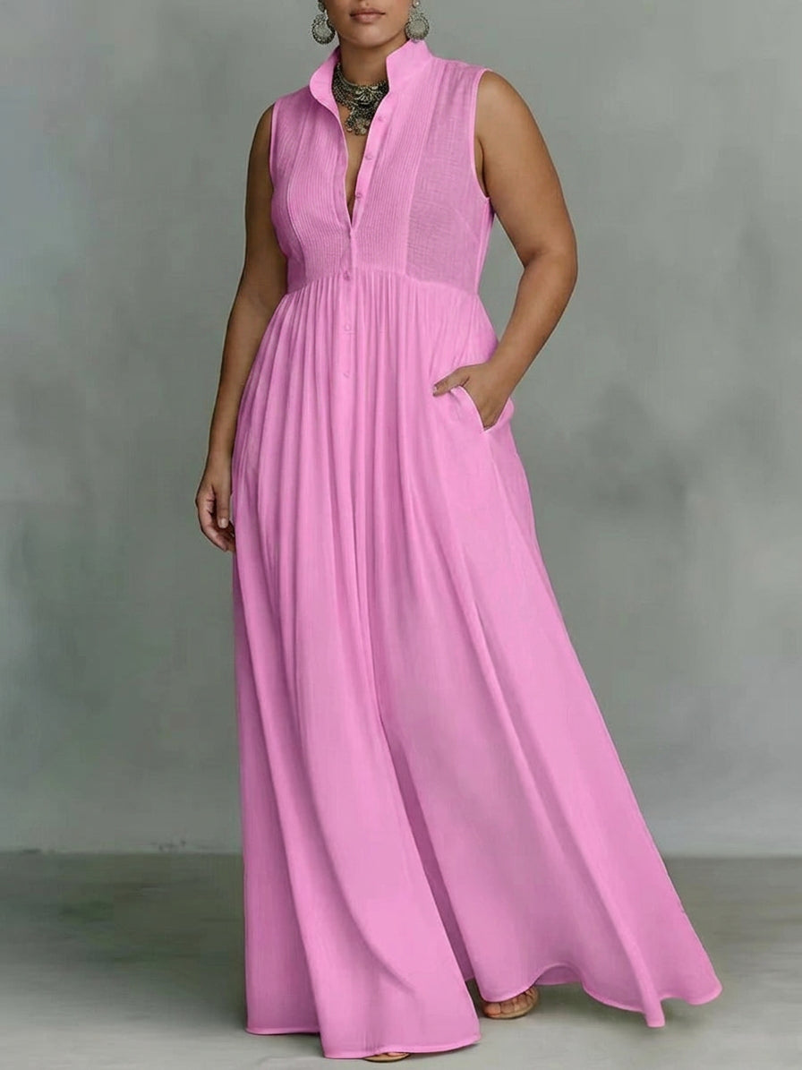 Amélie French Dress: Elegant Ribbon-Tie Charm - Plus size model