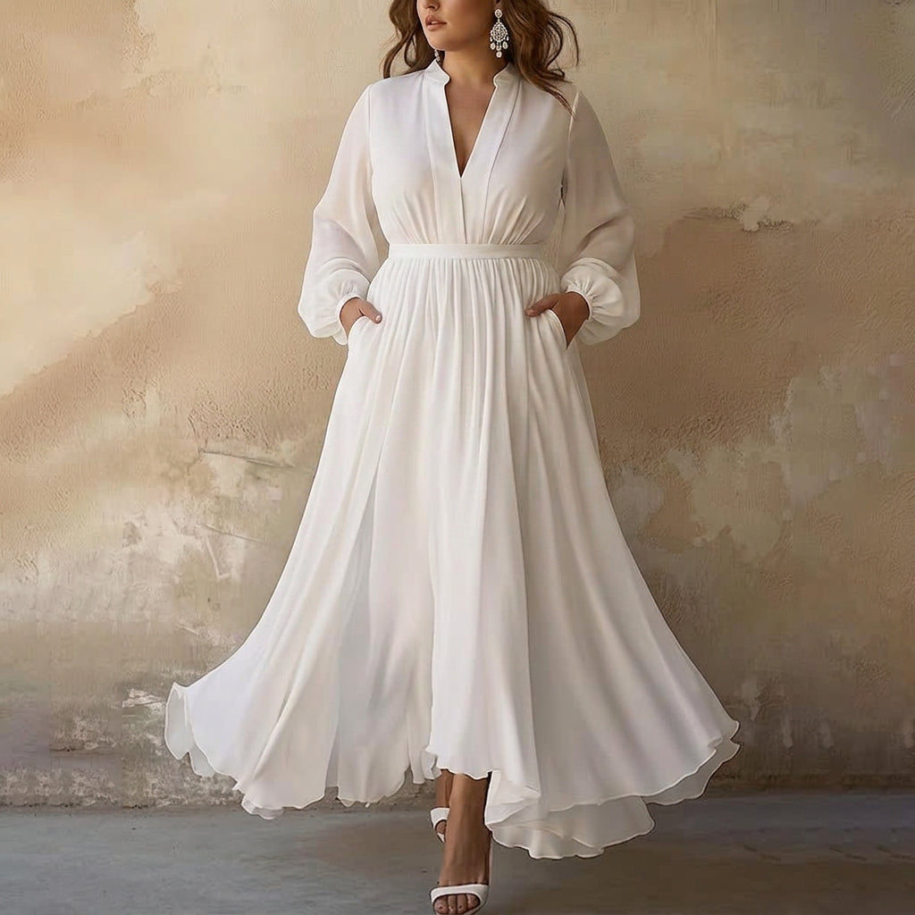Isabelle Long Sleeve Belt Dress: Effortless Street Elegance - Plus size model