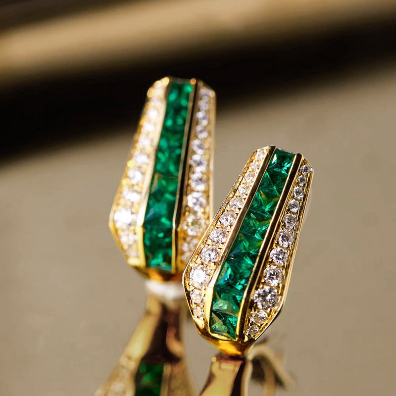 Adeline Emerald Drop Earrings | Gold