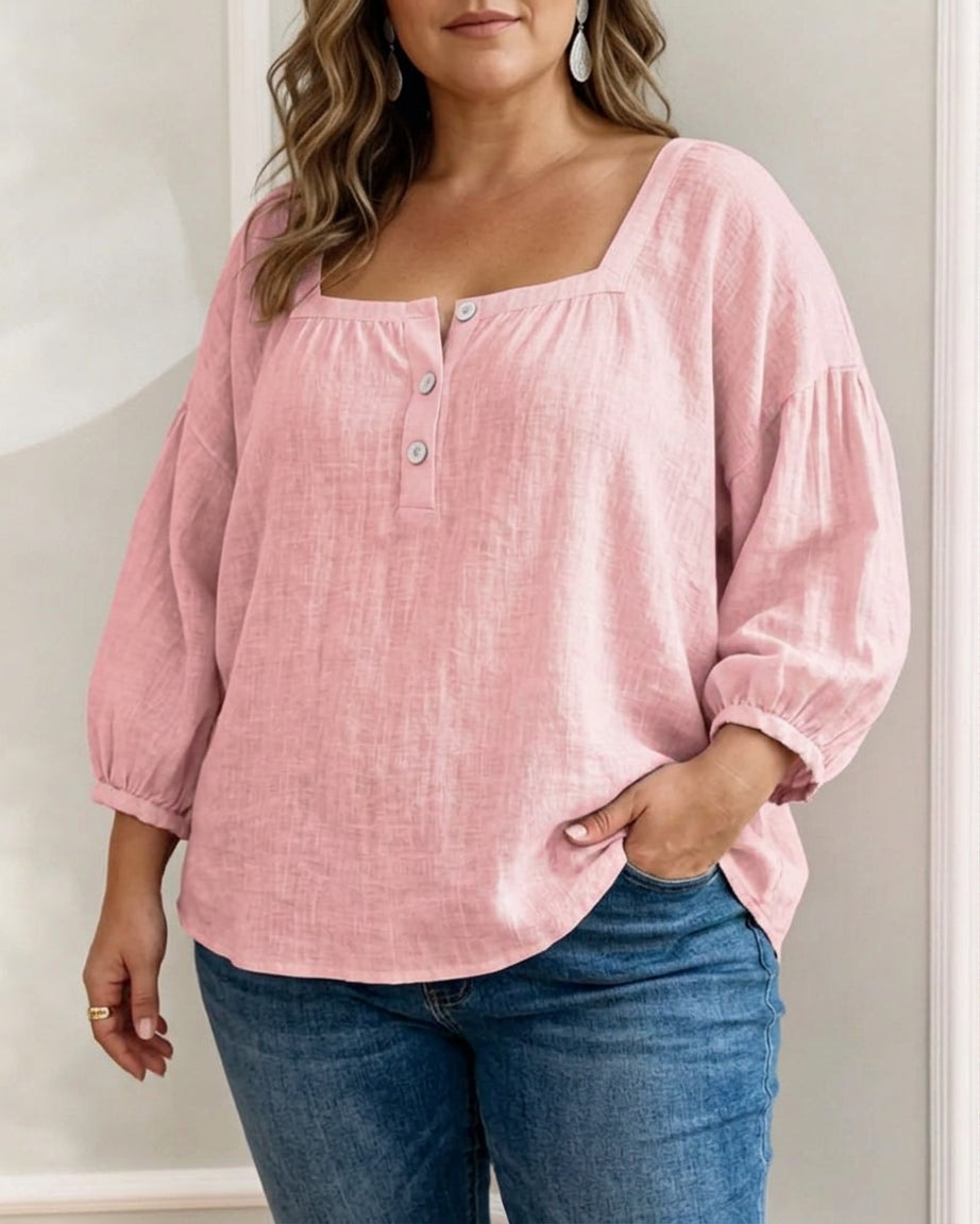 Nina | Puff Sleeve Blouse - Plus size model